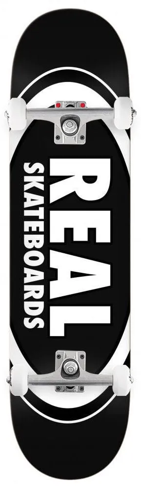 Real Team Classic Oval Black Custom Complete Skateboard - 8.25"