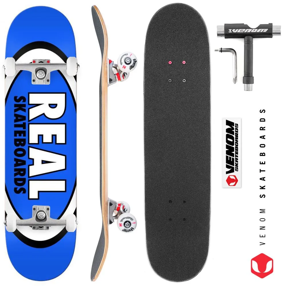 Real Team Classic Oval Blue Custom Complete Skateboard - 8.5"