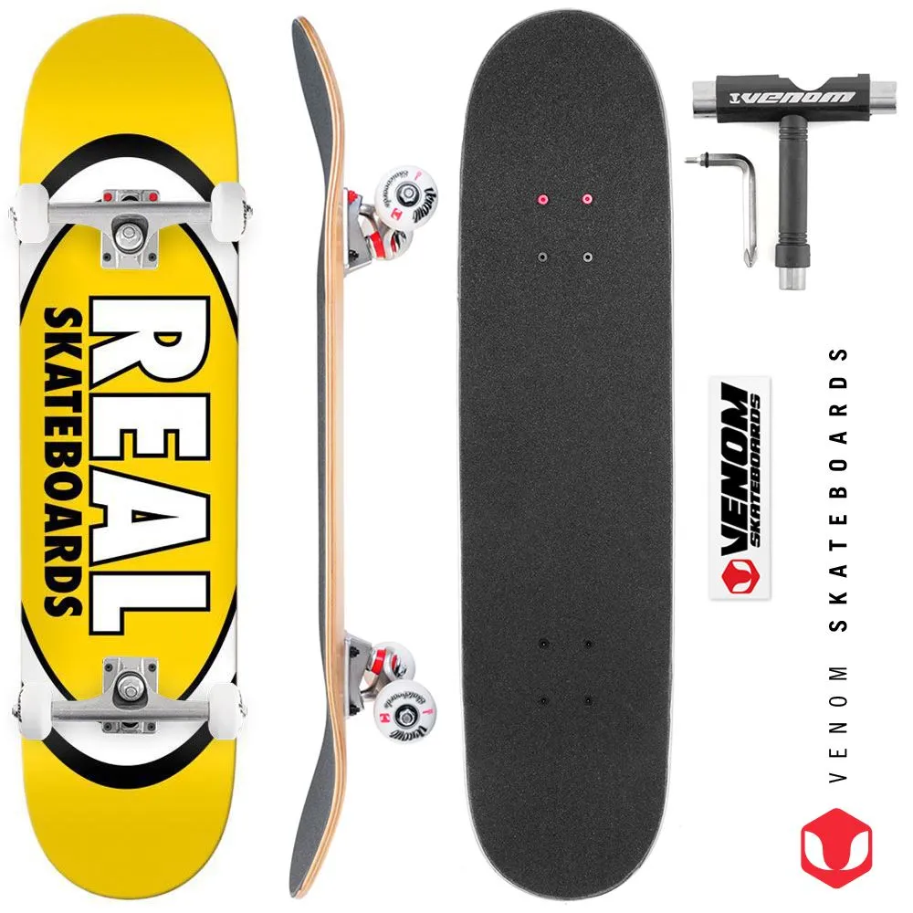Real Team Classic Oval Yellow Custom Complete Skateboard - 8.06"