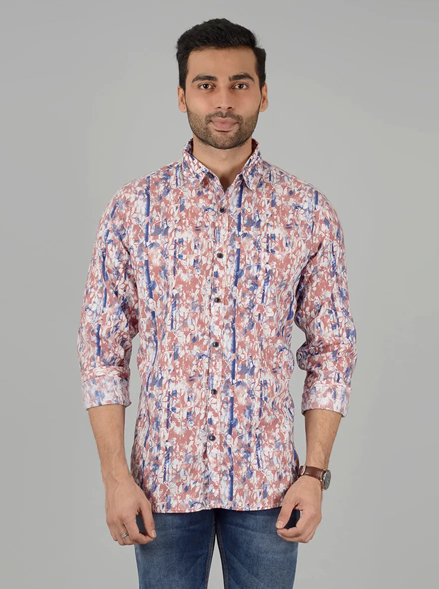 Red Printed Slim Fit Casual Shirt | JadeBlue