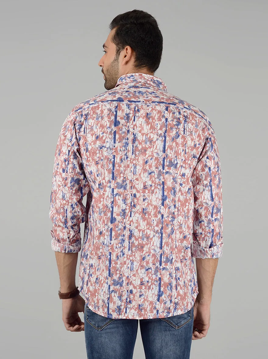 Red Printed Slim Fit Casual Shirt | JadeBlue