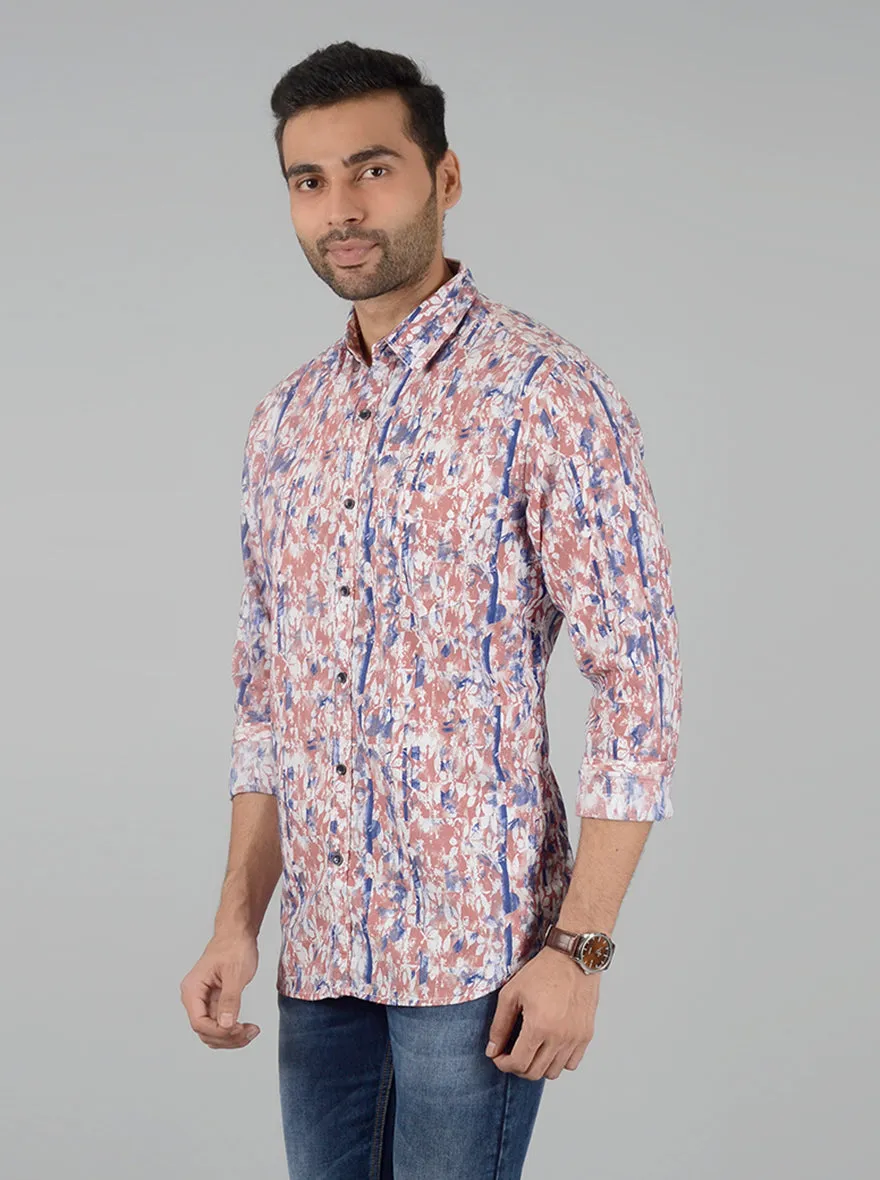 Red Printed Slim Fit Casual Shirt | JadeBlue
