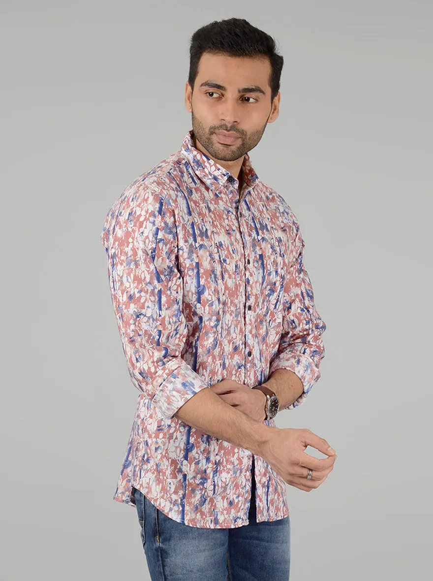 Red Printed Slim Fit Casual Shirt | JadeBlue