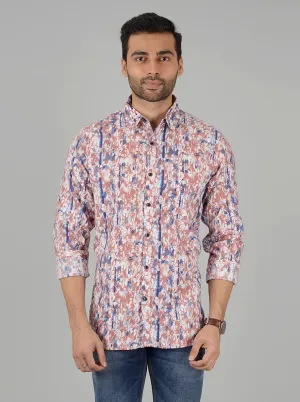 Red Printed Slim Fit Casual Shirt | JadeBlue