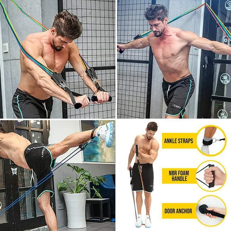 Resistance Bands 17 Piece Set Home Workout New HQ  🔥35 % OFF Fast Shipping 4-7 days🔥Today Only