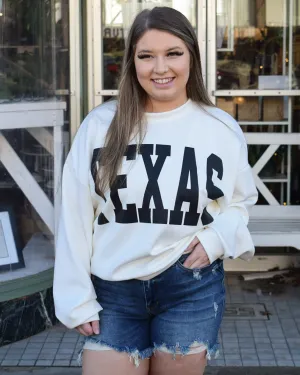 RESTOCKED - TEXAS BUTTERY SOFT SCUBA SWEATSHIRT - OFF WHITE