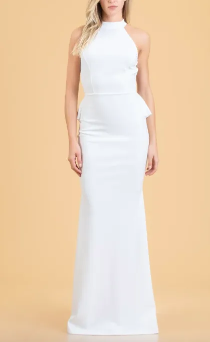 Rosed Rear Dress - White