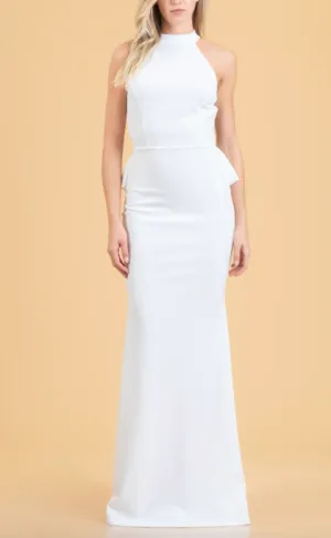 Rosed Rear Dress - White