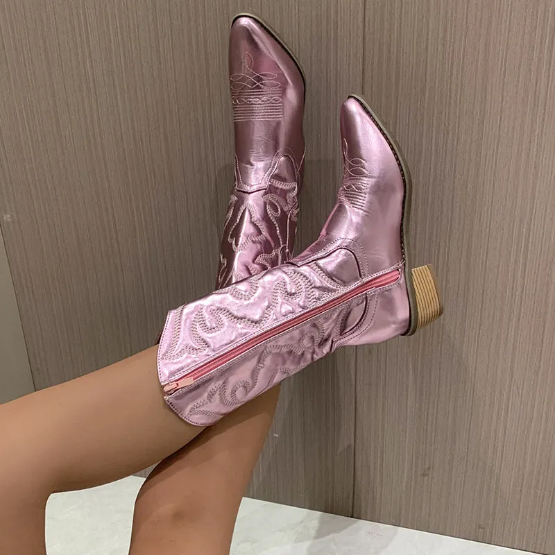 Sage - Elegant Metallic Cowboy Boots