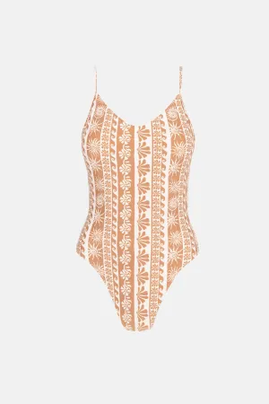 Seafarer Tie Back Minimal One Piece  Brown