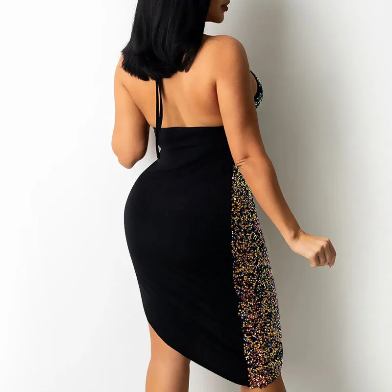 Sequins Sleeveless Cut Out Bandage Bodycon Dress