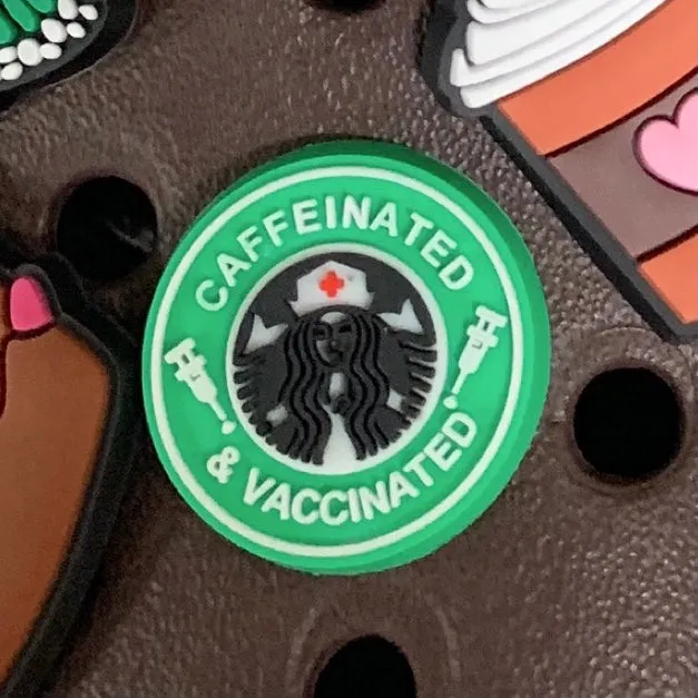 SHOE CHARMS - CAFFEINATED AND VACCINATED