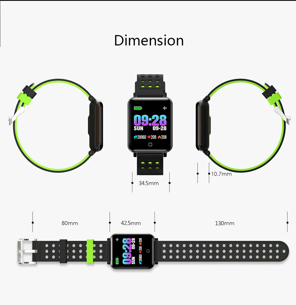 Smart Watch Bracelet Fitness Tracker Blood Oxygen Blood Pressure Heart Rate Monitor Sports