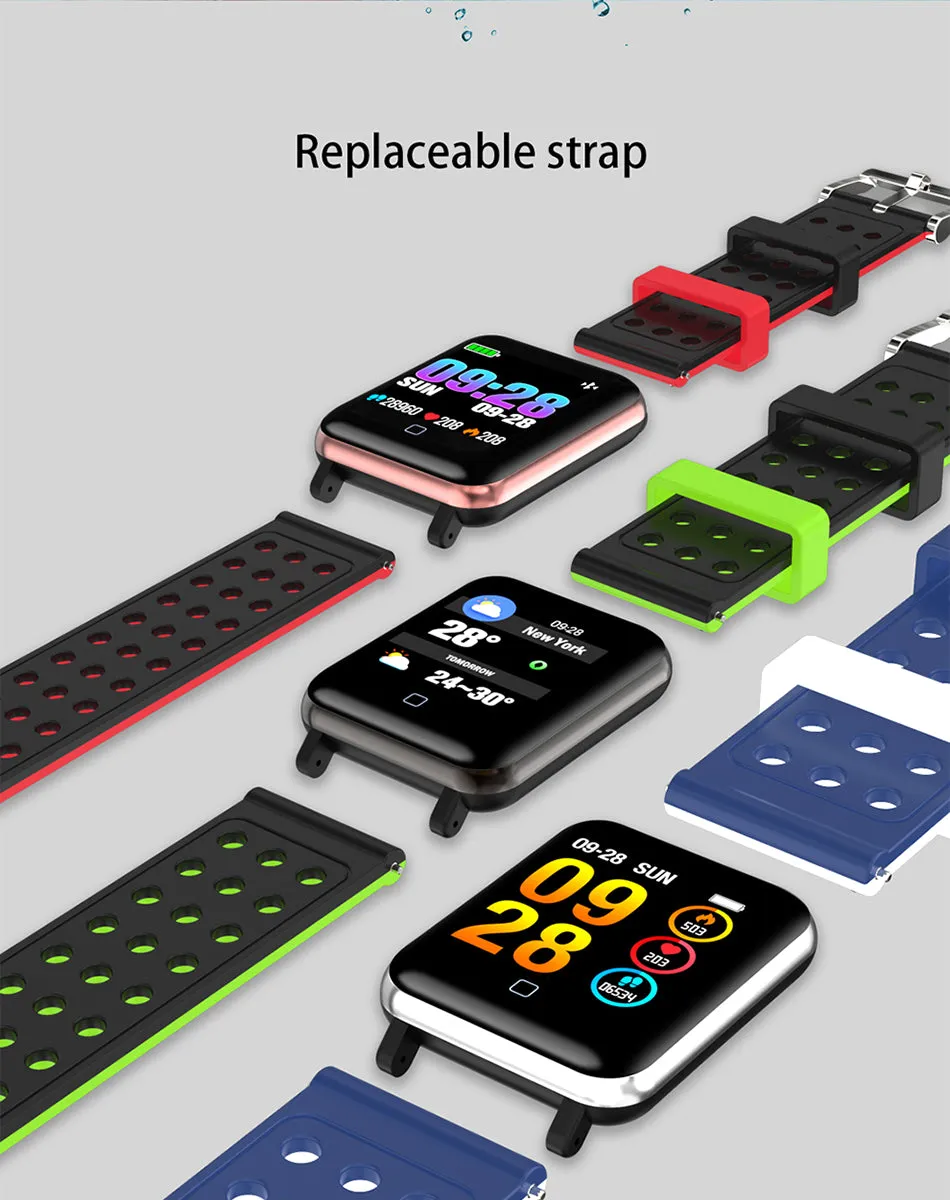 Smart Watch Bracelet Fitness Tracker Blood Oxygen Blood Pressure Heart Rate Monitor Sports