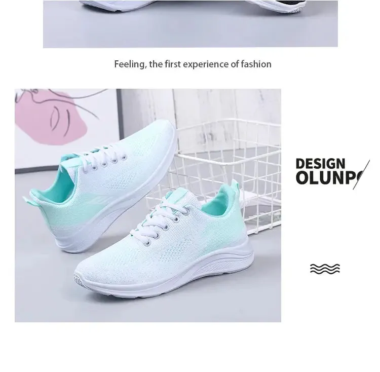 Spring New Women's Flying Weave Mesh Sport Casual Lightweight Soft Sole Running Shoes