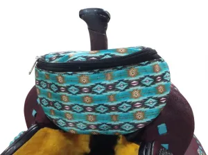 Teal Southwest Design Print Insulated Nylon Saddle Pouch