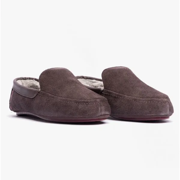 Ted Baker VALLANT Mens Leather Moccasin Slippers Brown