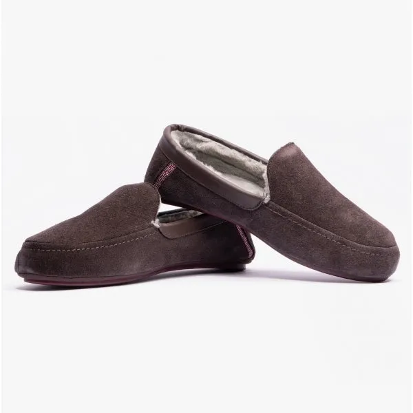 Ted Baker VALLANT Mens Leather Moccasin Slippers Brown