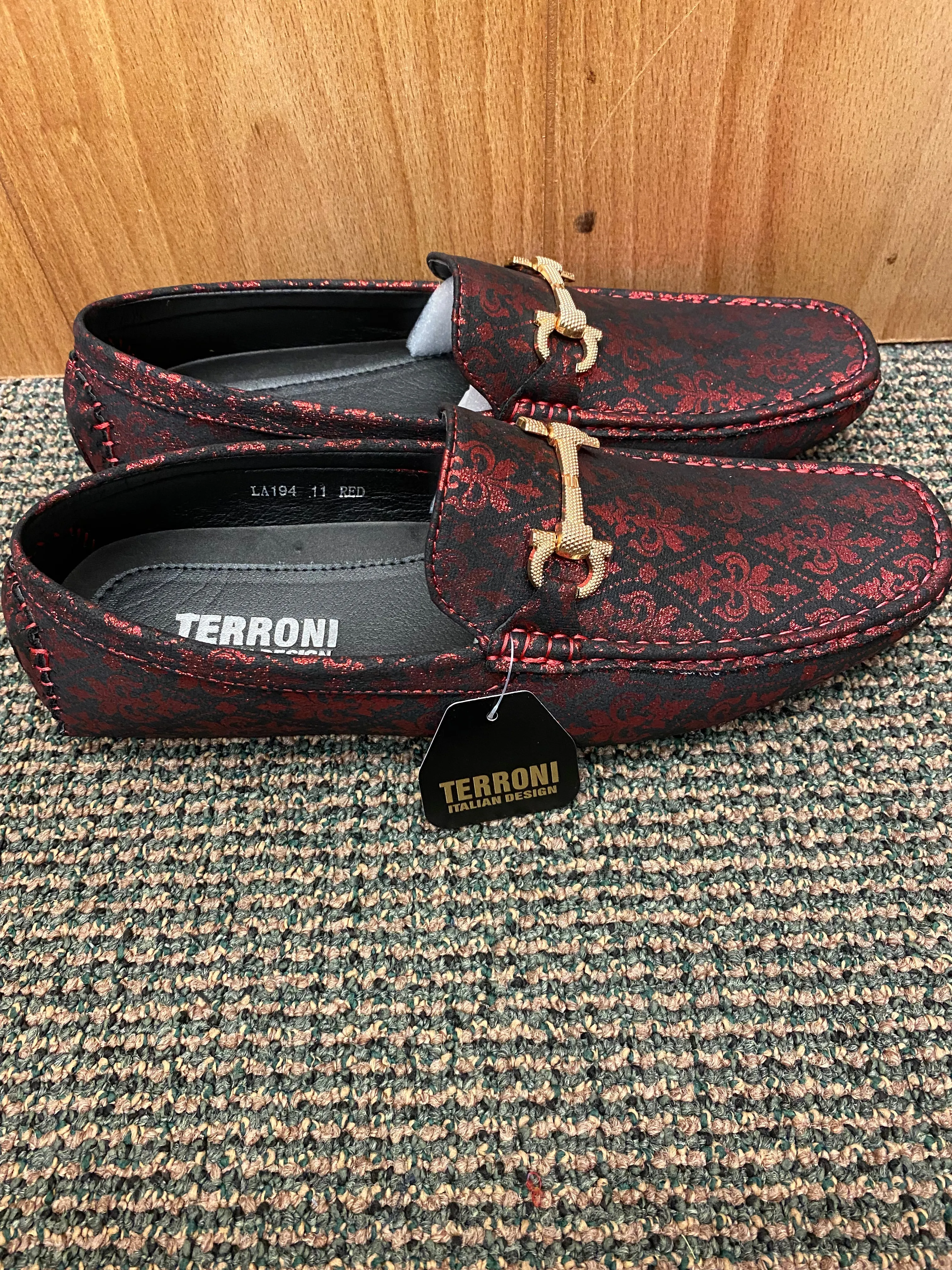 Terroni Italian Design Red Saints Design Men's Slip-on Dress/Driver Shoes 8.5-13