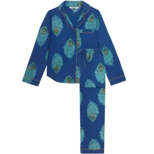 Their Nibs Cotton Long Leg Pyjamas - Navy Peacock Feather