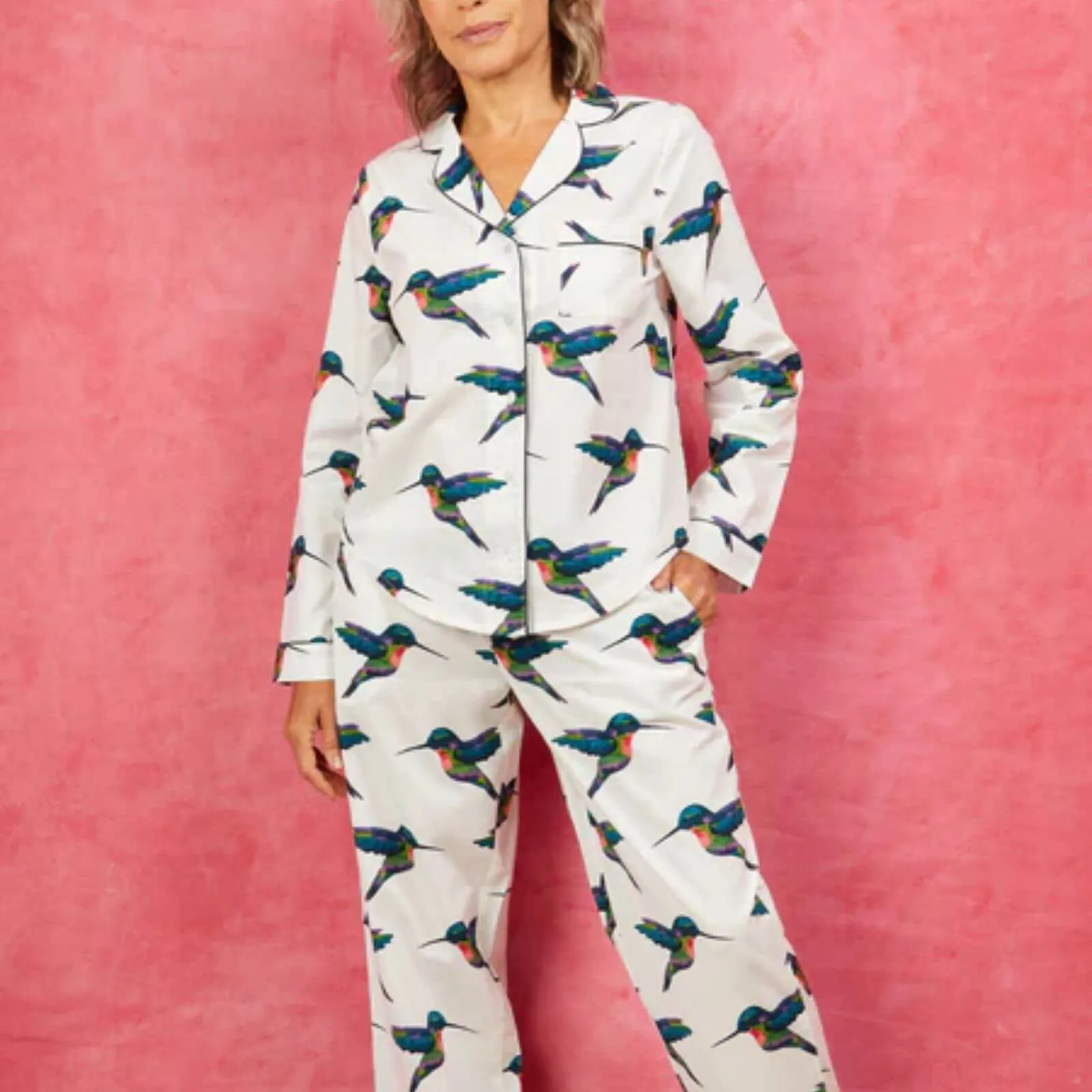 Their Nibs Cotton Long Leg Pyjamas - White Hummingbird