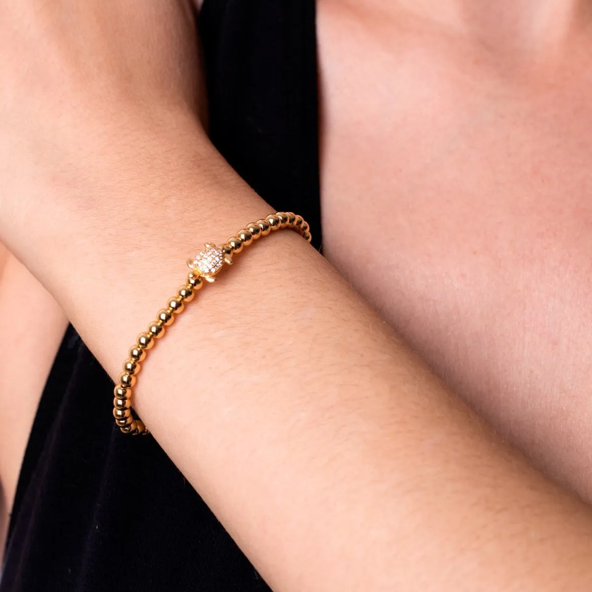 Tortuga | .925 Sterling Gold Vermeil | CZ Diamond Sea Turtle Bracelet