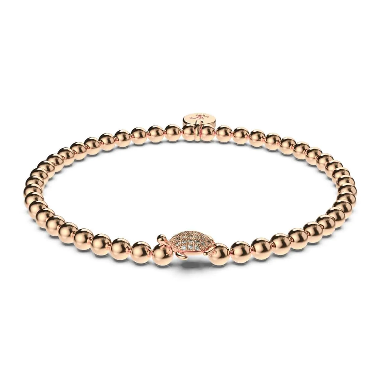 Tortuga | .925 Sterling Silver Rose Gold Vermeil | CZ Diamond Sea Turtle Bracelet
