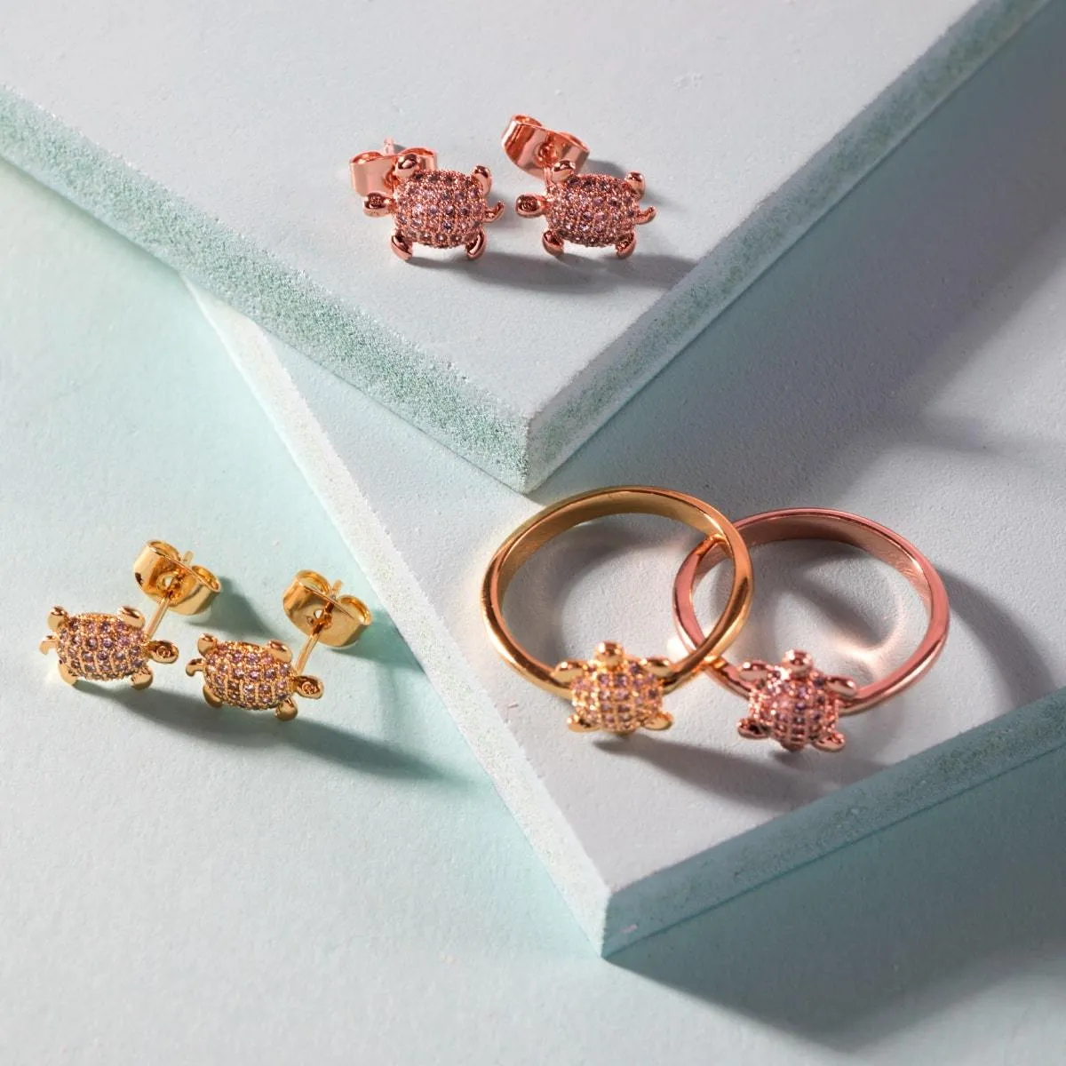 Tortuga | Rose Gold Vermeil | CZ Diamond Sea Turtle Earrings