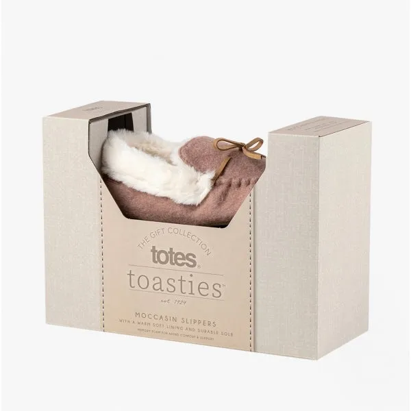 Totes Toasties FELT Womens Moccasin Slippers Pink