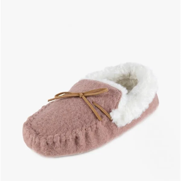 Totes Toasties FELT Womens Moccasin Slippers Pink
