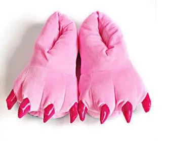 Warm Soft Indoor Floor Slippers Women Men Shoes Paw Funny Animal Soft Soft Plush Shoes High