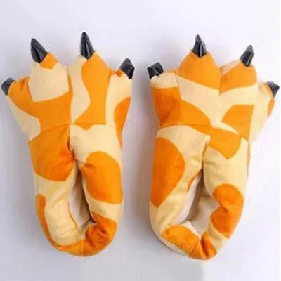 Warm Soft Indoor Floor Slippers Women Men Shoes Paw Funny Animal Soft Soft Plush Shoes High