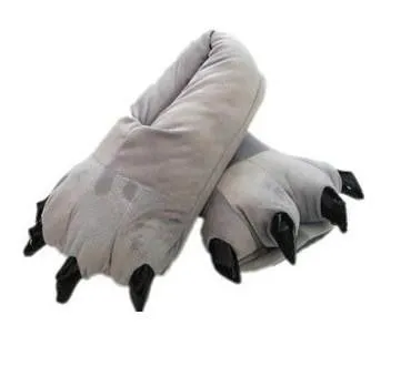 Warm Soft Indoor Floor Slippers Women Men Shoes Paw Funny Animal Soft Soft Plush Shoes High