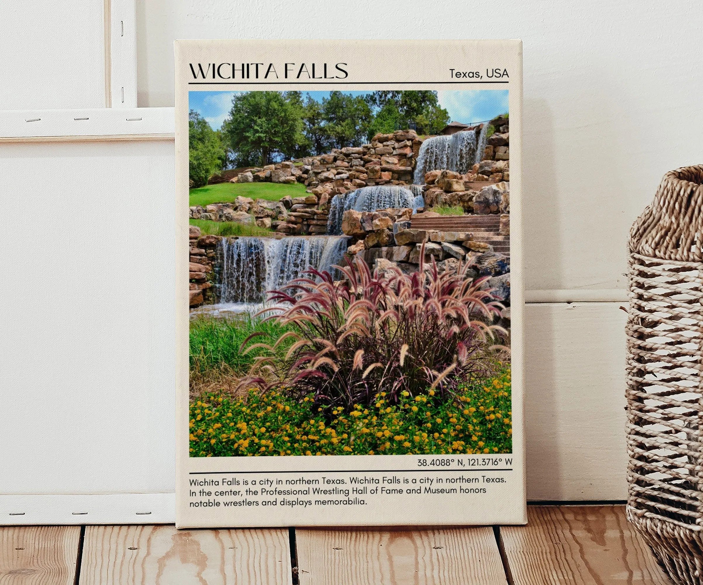 Wichita Falls Minimal Wall Art, Texas, USA