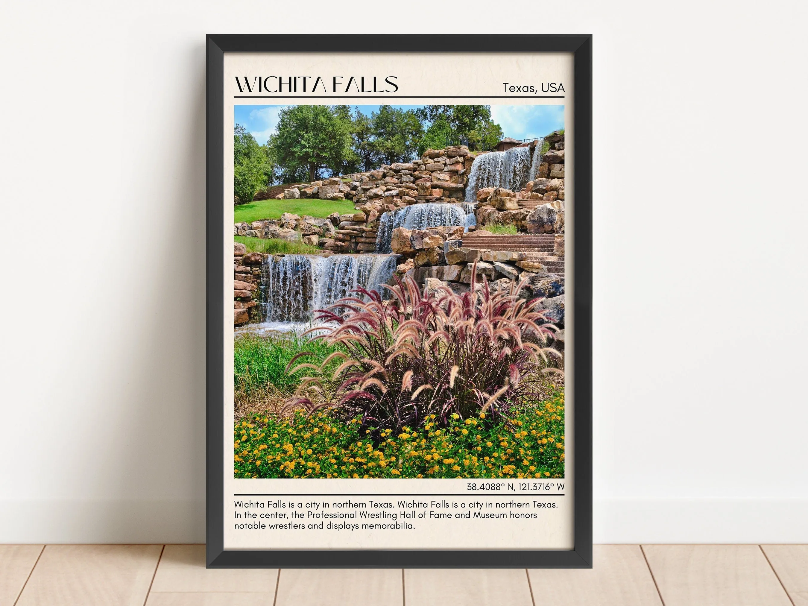 Wichita Falls Minimal Wall Art, Texas, USA