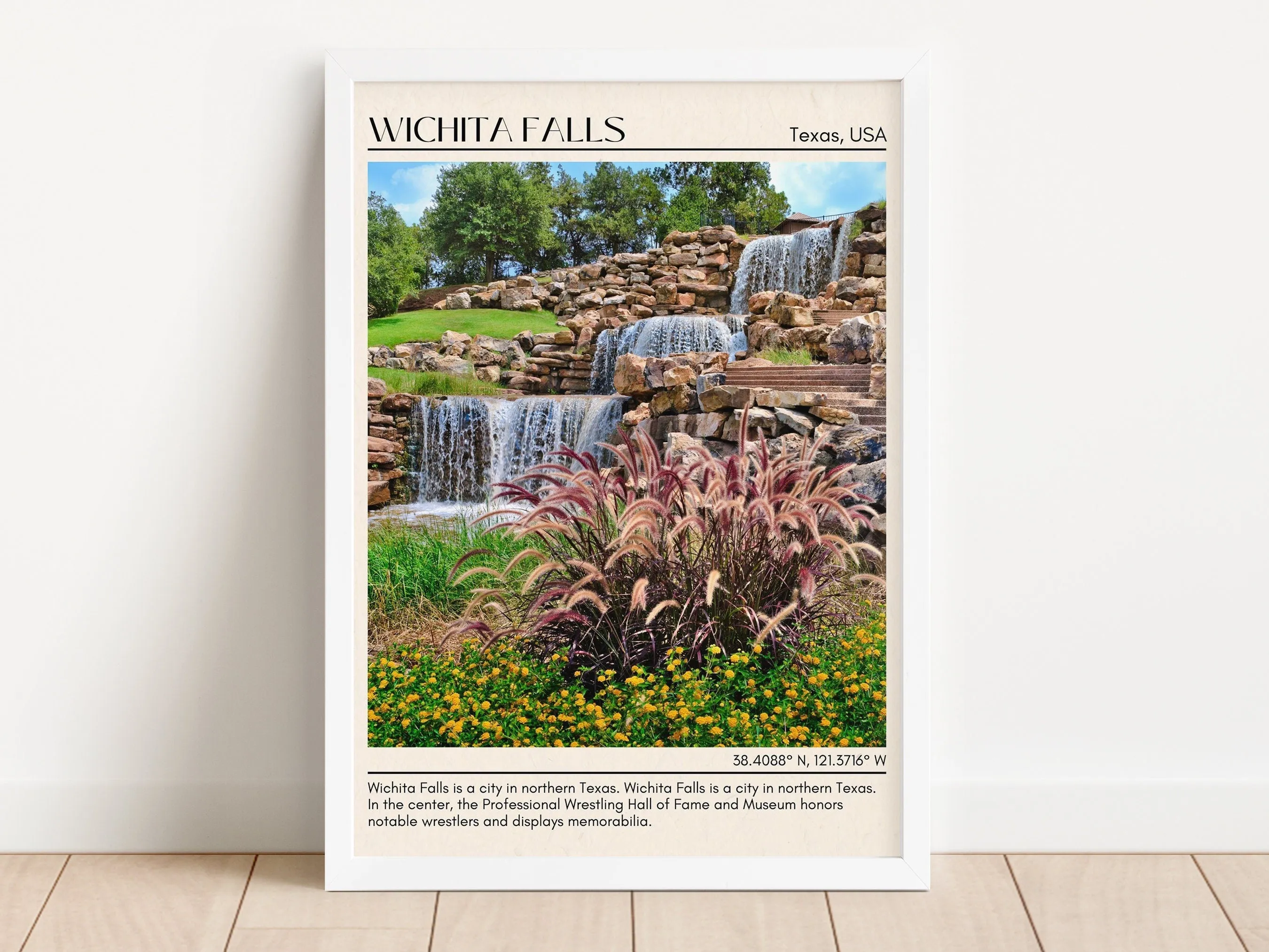 Wichita Falls Minimal Wall Art, Texas, USA