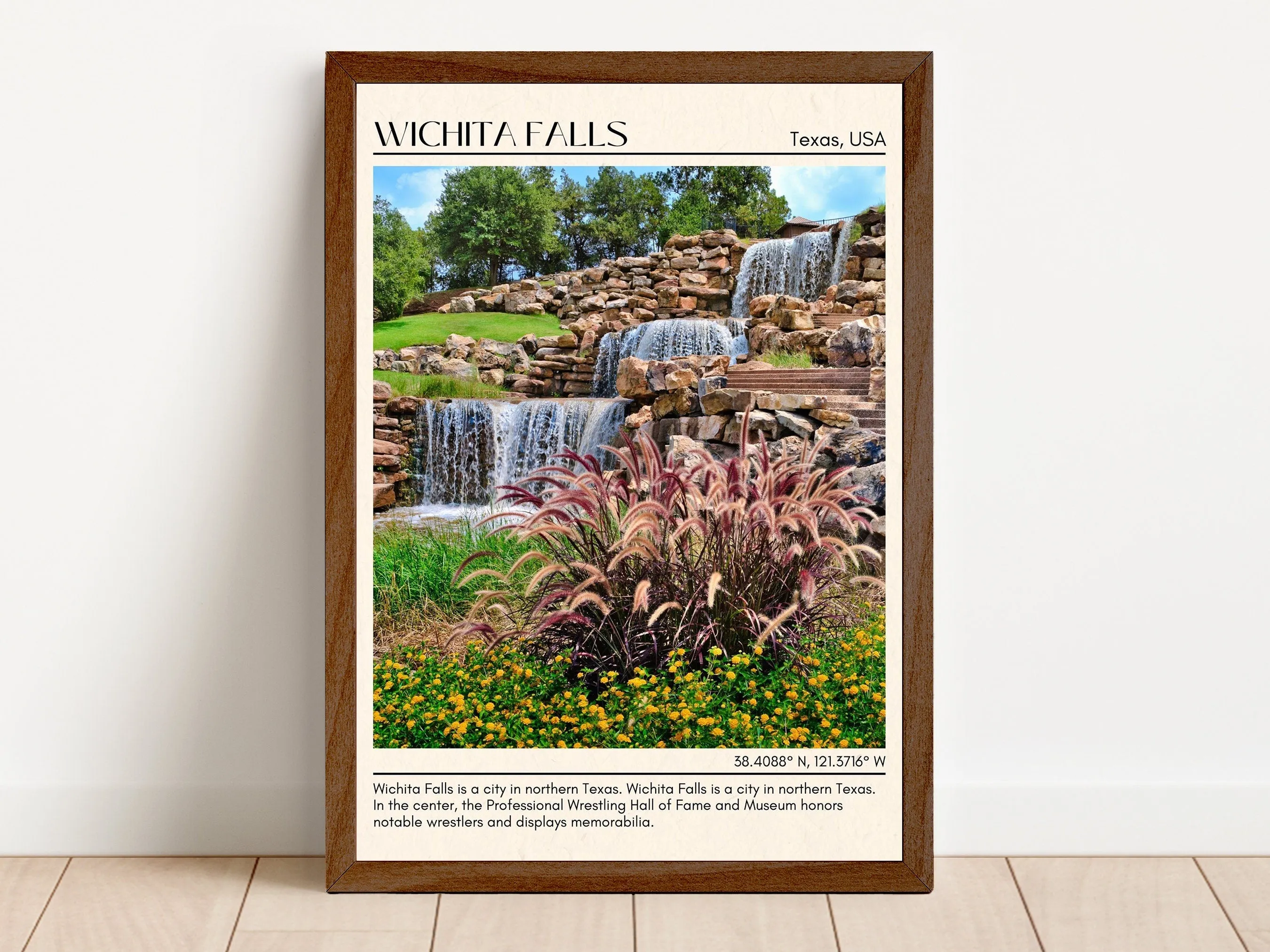 Wichita Falls Minimal Wall Art, Texas, USA