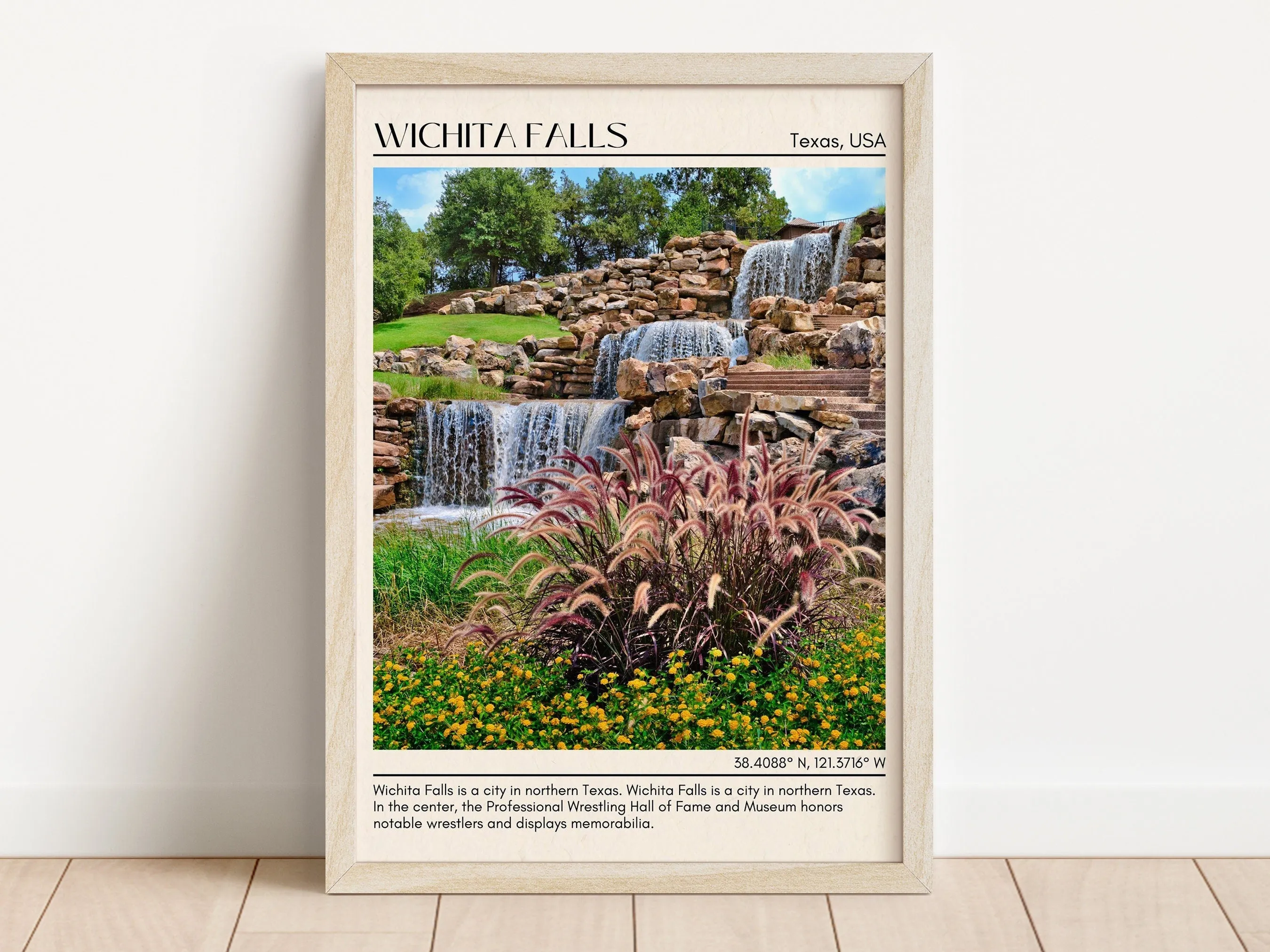 Wichita Falls Minimal Wall Art, Texas, USA