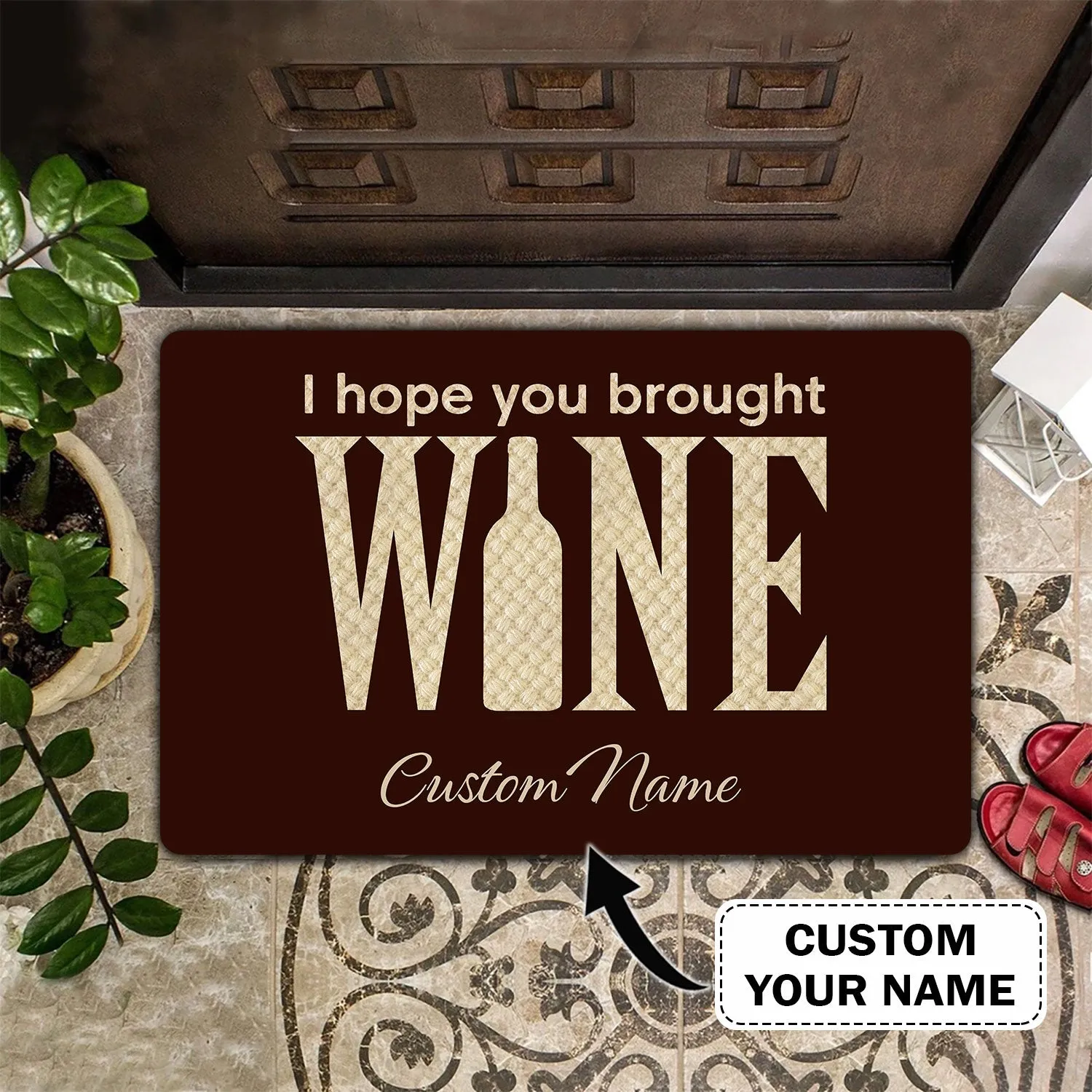 Wine Doormat 1 - Personalized Name 3D - Vhv-doormat-003