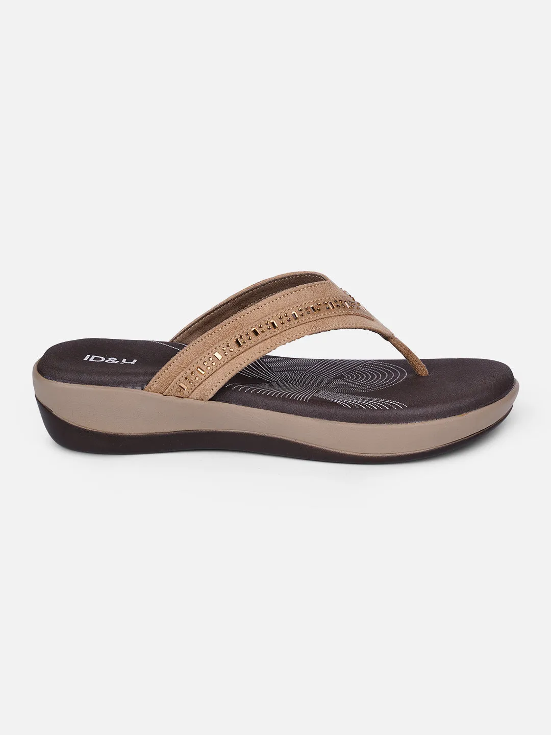 Women's Beige Thong Sandals (IU6004)