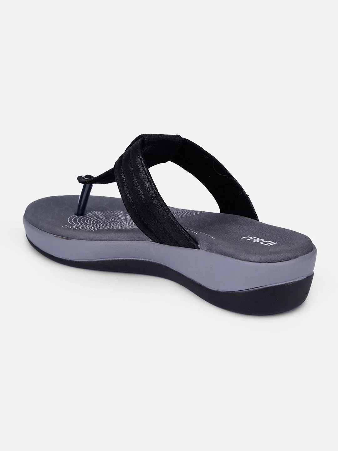 Women's Black Thong Sandals (IU6002)