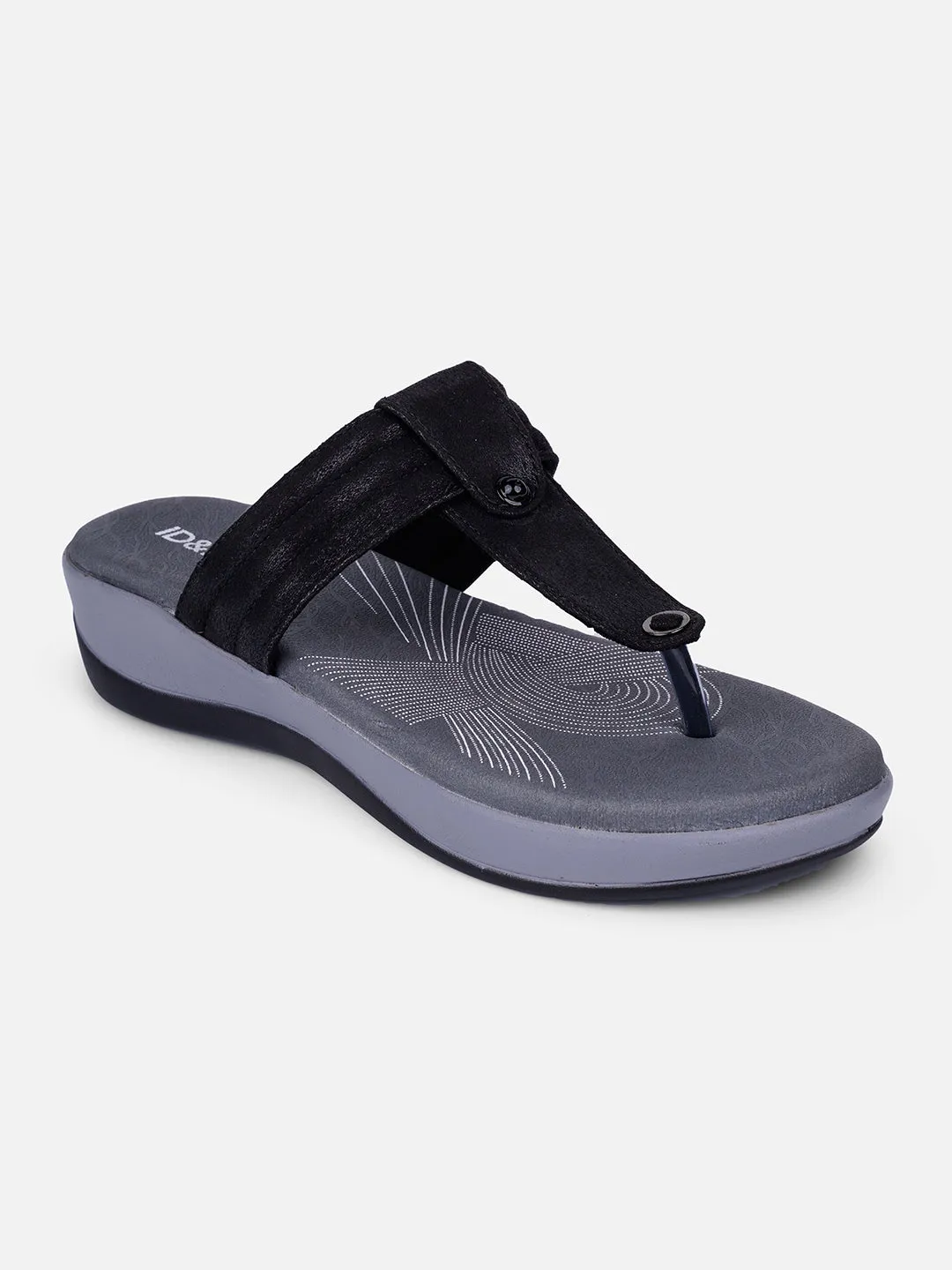 Women's Black Thong Sandals (IU6002)