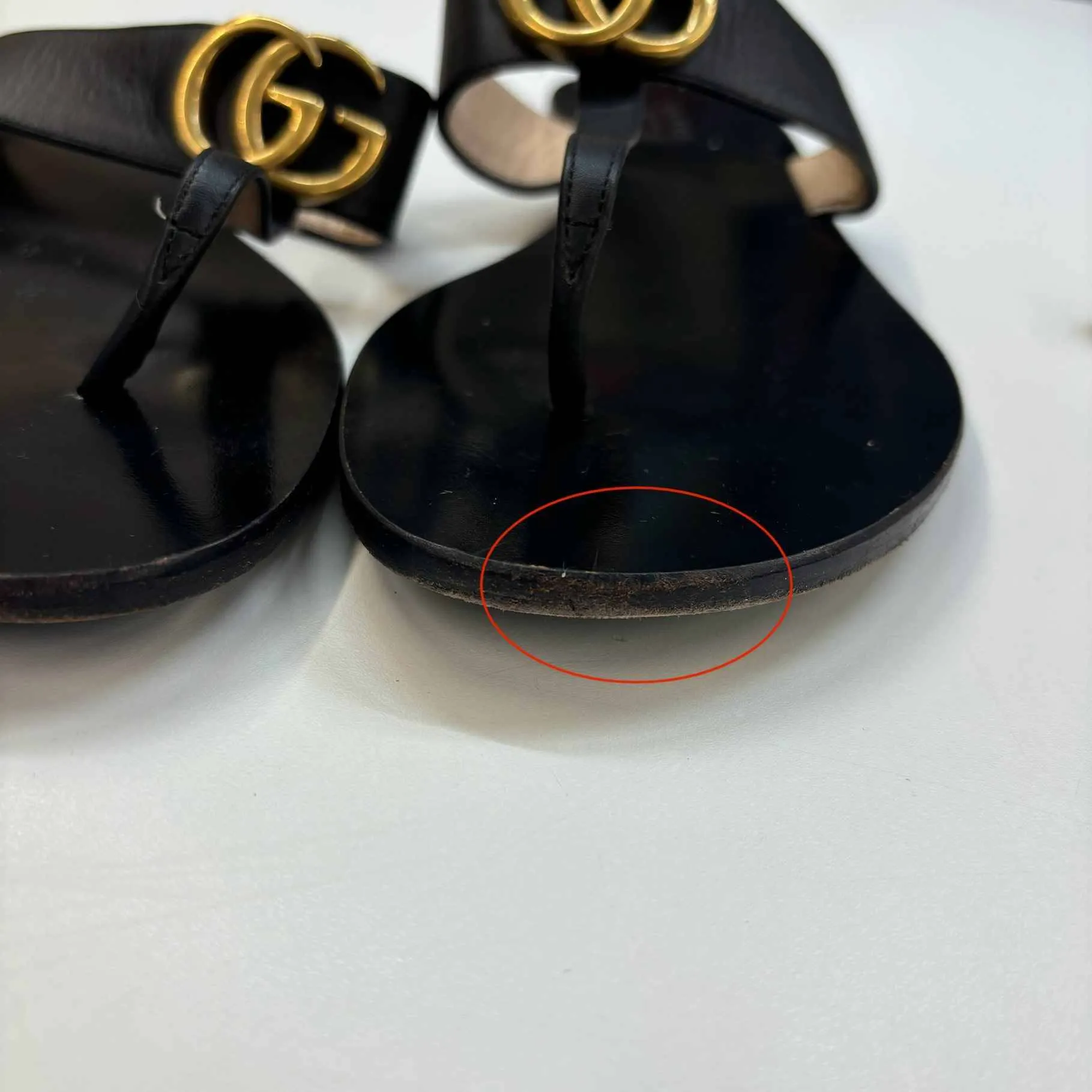 Women's Gg Marmont Thong Sandals Black Size EU 38.5 / UK 5.5