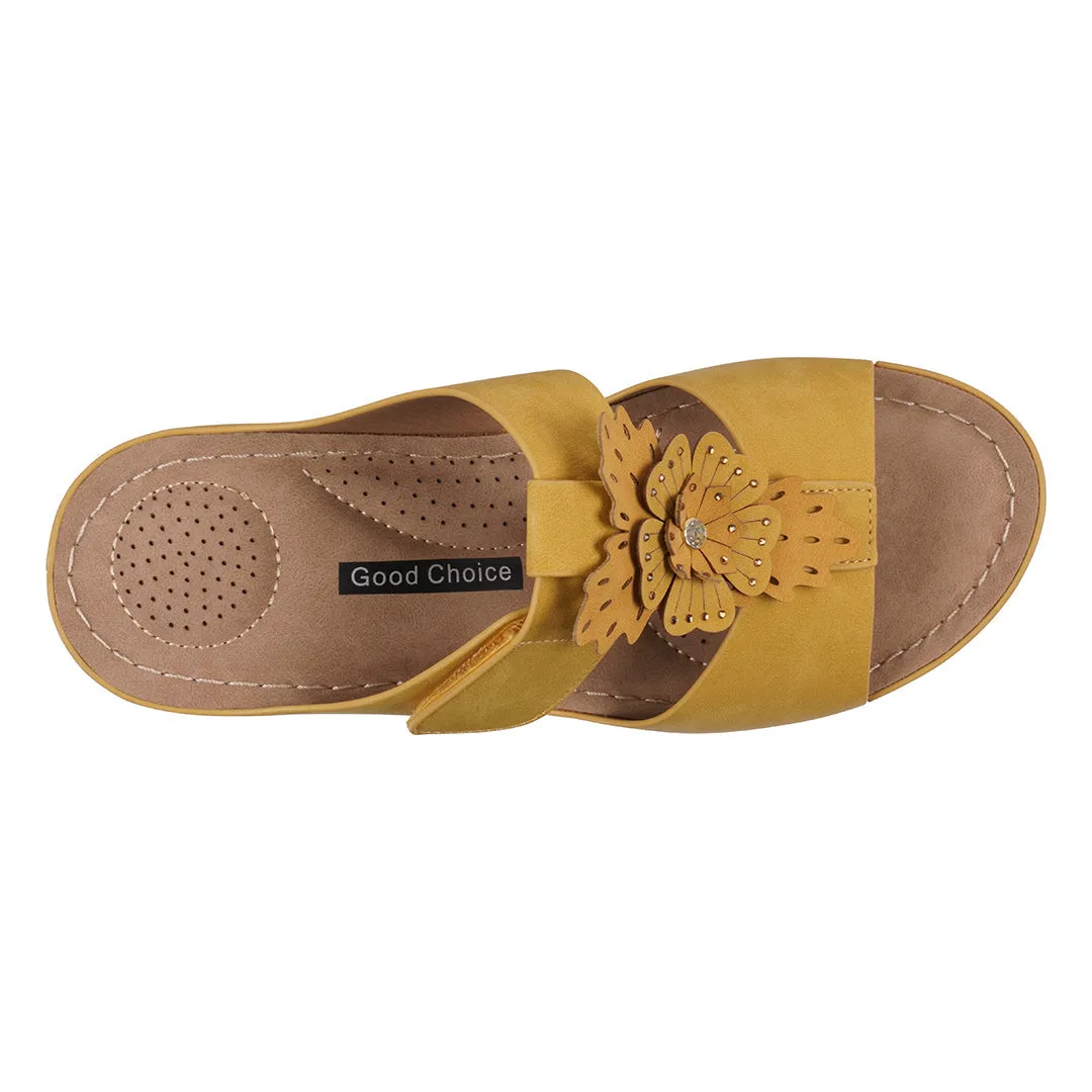 Women's Talia Yellow Floral Wedge Sandals