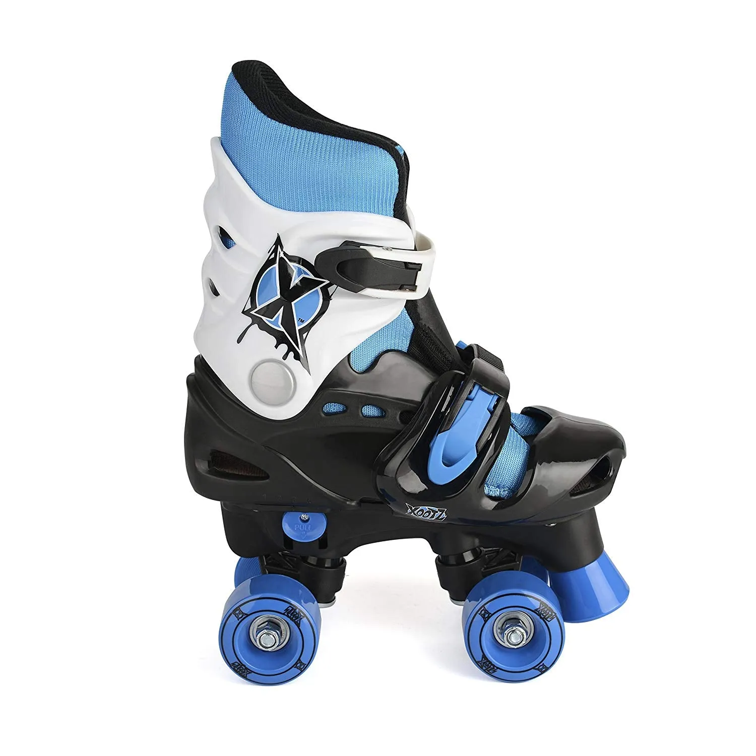 Xootz Kid's Quad Skates, Blue/Black/White Roller Skates, Size 3 - 5