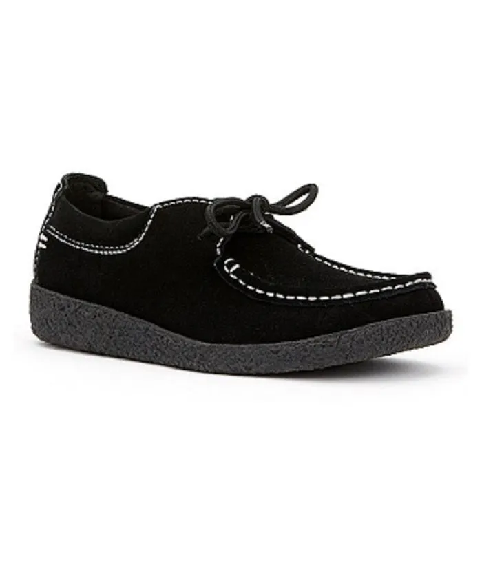 Yellow Box Girl's Mona 2 Lace Up Suede Shoe - Black