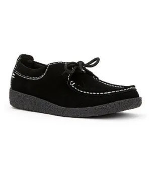 Yellow Box Girl's Mona 2 Lace Up Suede Shoe - Black