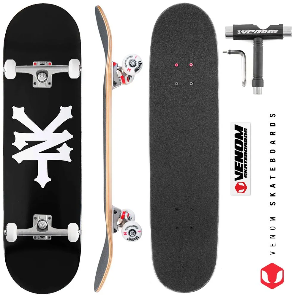 Zoo York OG 95 Crackerjack Deck Black/White x Venom Skateboards Core Custom Complete Skateboard - 8.0